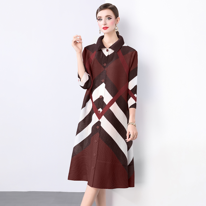 Miyake Spring and Autumn Korean version loose plus size medium long pleated shirt skirt, female design sense, niche casual shirt jacket Miyake Spring and Autumn Korean version loose plus size medium long pleated shirt skirt, female design sense, niche casual shirt jacket