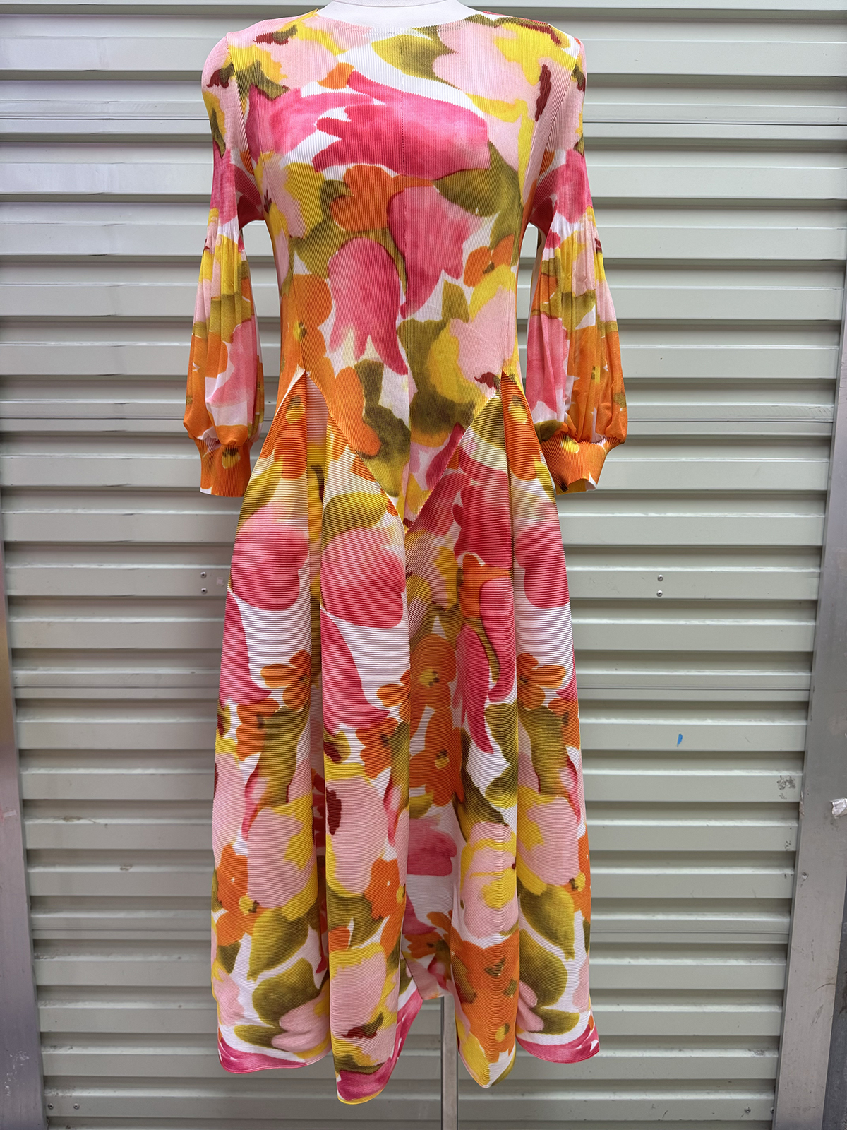 Wrinkled autumn gentle style French foreign trade printed long skirt, three bedroom flower bud eight piece skirt, elegant stretch plus size women's clothing Wrinkled autumn gentle style French foreign trade printed long skirt, three bedroom flower bud eight piece skirt, elegant stretch plus size women's clothing