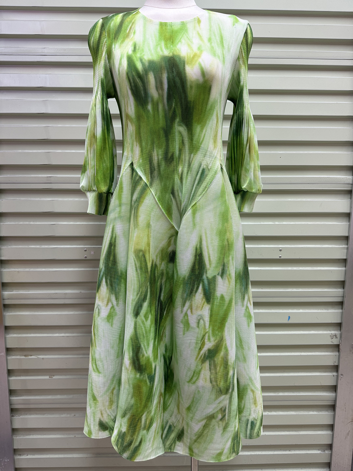 Wrinkled autumn gentle style French foreign trade printed long skirt, three bedroom flower bud eight piece skirt, elegant stretch plus size women's clothing Wrinkled autumn gentle style French foreign trade printed long skirt, three bedroom flower bud eight piece skirt, elegant stretch plus size women's clothing