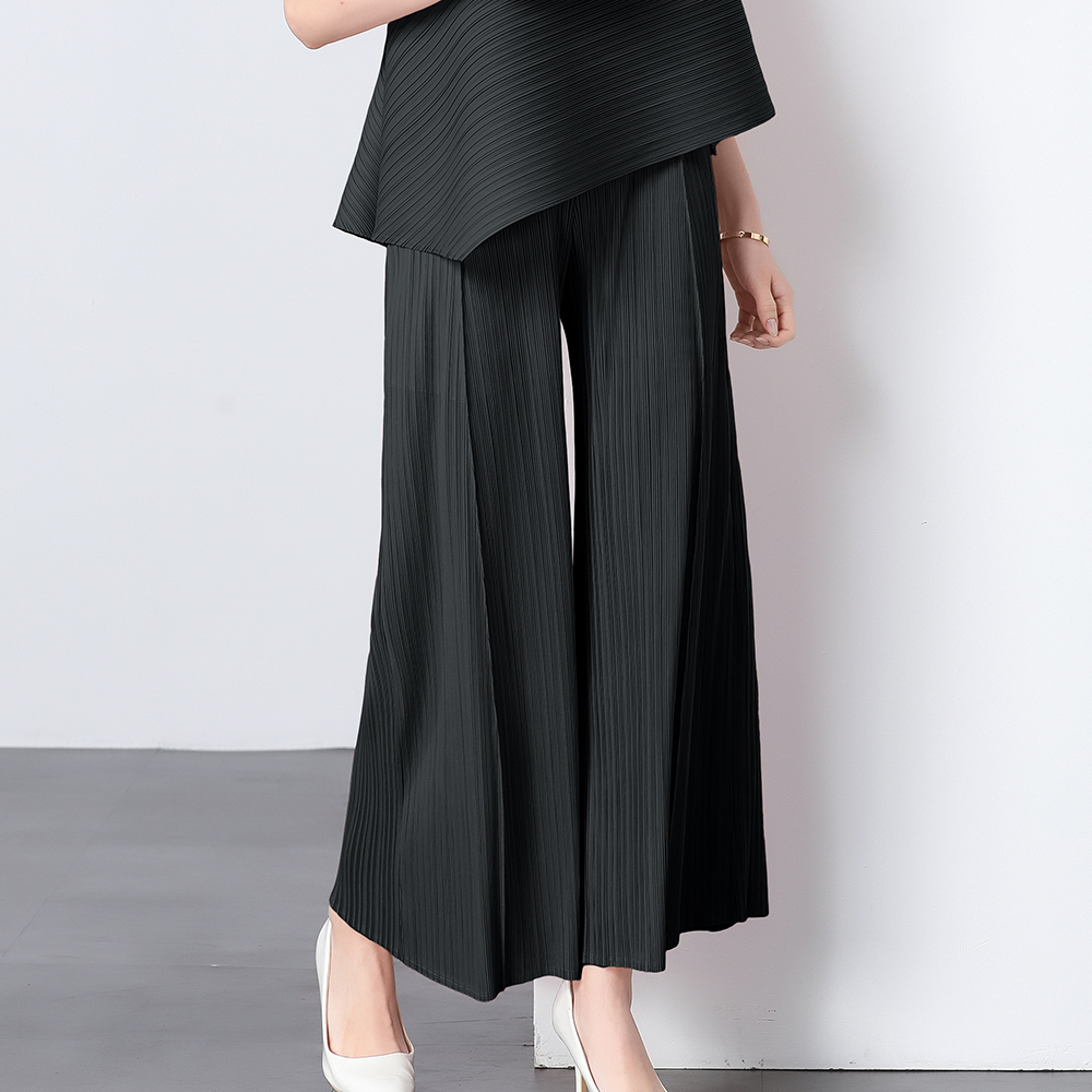 Miyake original quality loose pleated wide leg pants pleated pants versatile and simple casual women's pants slimming flared pants Miyake original quality loose pleated wide leg pants pleated pants versatile and simple casual women's pants slimming flared pants