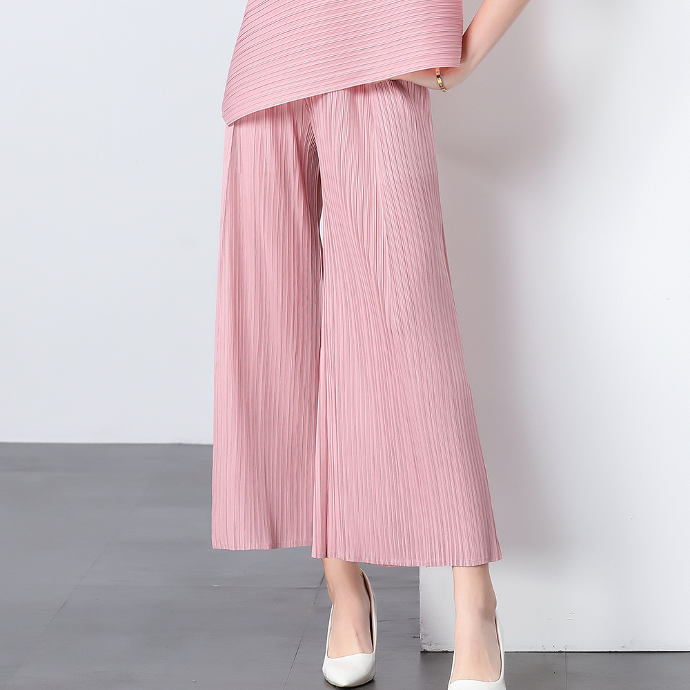 Miyake original quality loose pleated wide leg pants pleated pants versatile and simple casual women's pants slimming flared pants Miyake original quality loose pleated wide leg pants pleated pants versatile and simple casual women's pants slimming flared pants