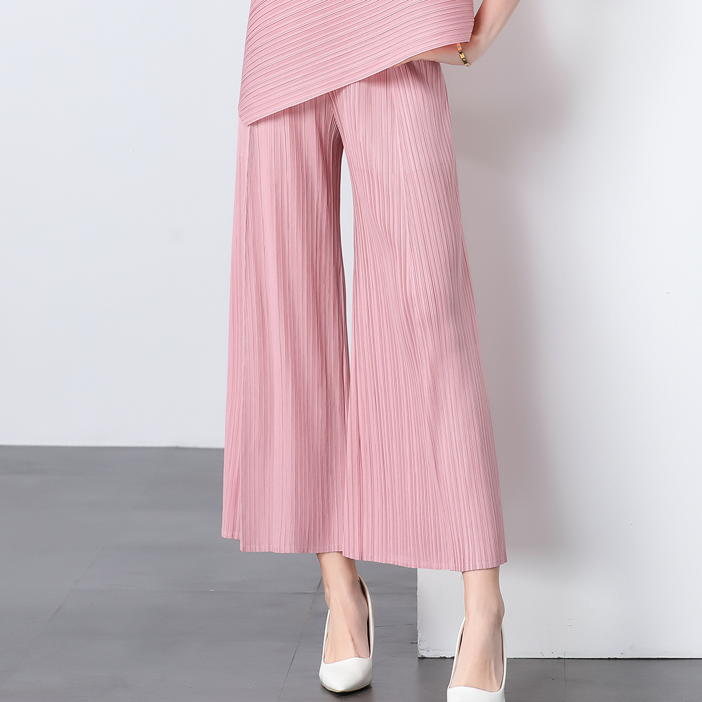 Miyake original quality loose pleated wide leg pants pleated pants versatile and simple casual women's pants slimming flared pants Miyake original quality loose pleated wide leg pants pleated pants versatile and simple casual women's pants slimming flared pants