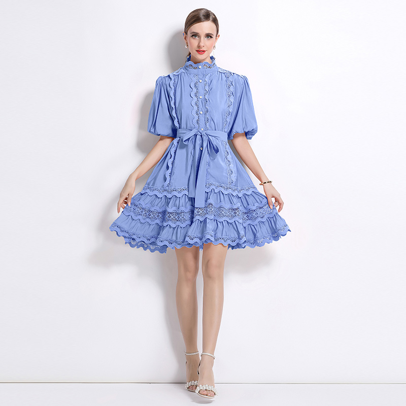 Real shot - Retro niche heavy-duty patchwork lace lace lace bubble sleeve plus size dress Real shot - Retro niche heavy-duty patchwork lace lace lace bubble sleeve plus size dress