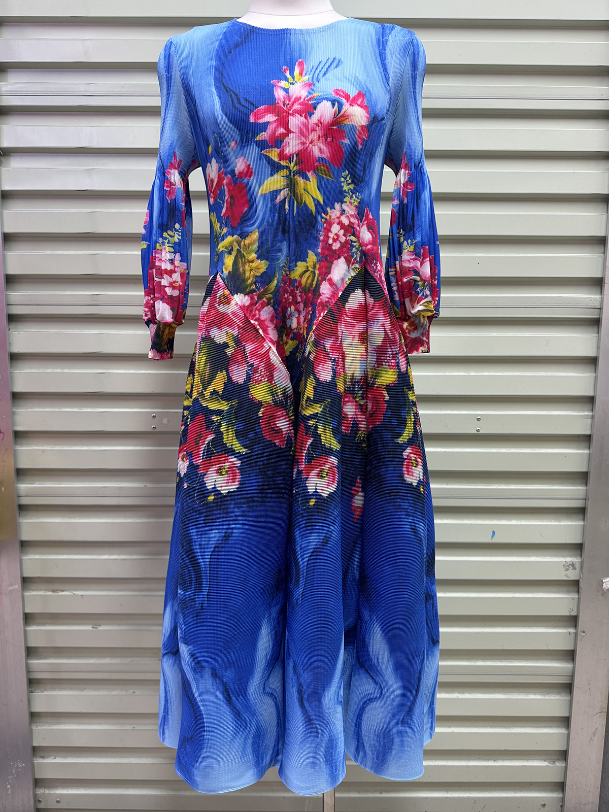 Wrinkled autumn gentle style French foreign trade printed long skirt, three bedroom flower bud eight piece skirt, elegant stretch plus size women's clothing Wrinkled autumn gentle style French foreign trade printed long skirt, three bedroom flower bud eight piece skirt, elegant stretch plus size women's clothing