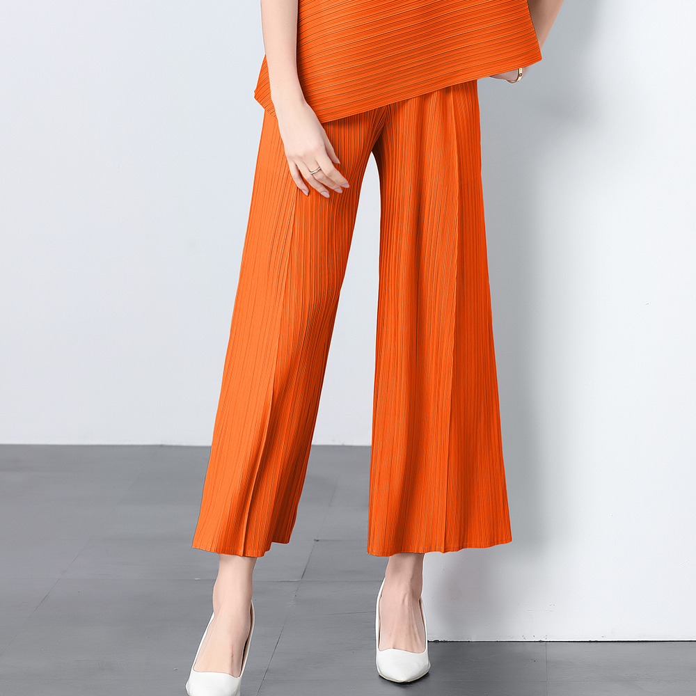 Miyake original quality loose pleated wide leg pants pleated pants versatile and simple casual women's pants slimming flared pants Miyake original quality loose pleated wide leg pants pleated pants versatile and simple casual women's pants slimming flared pants