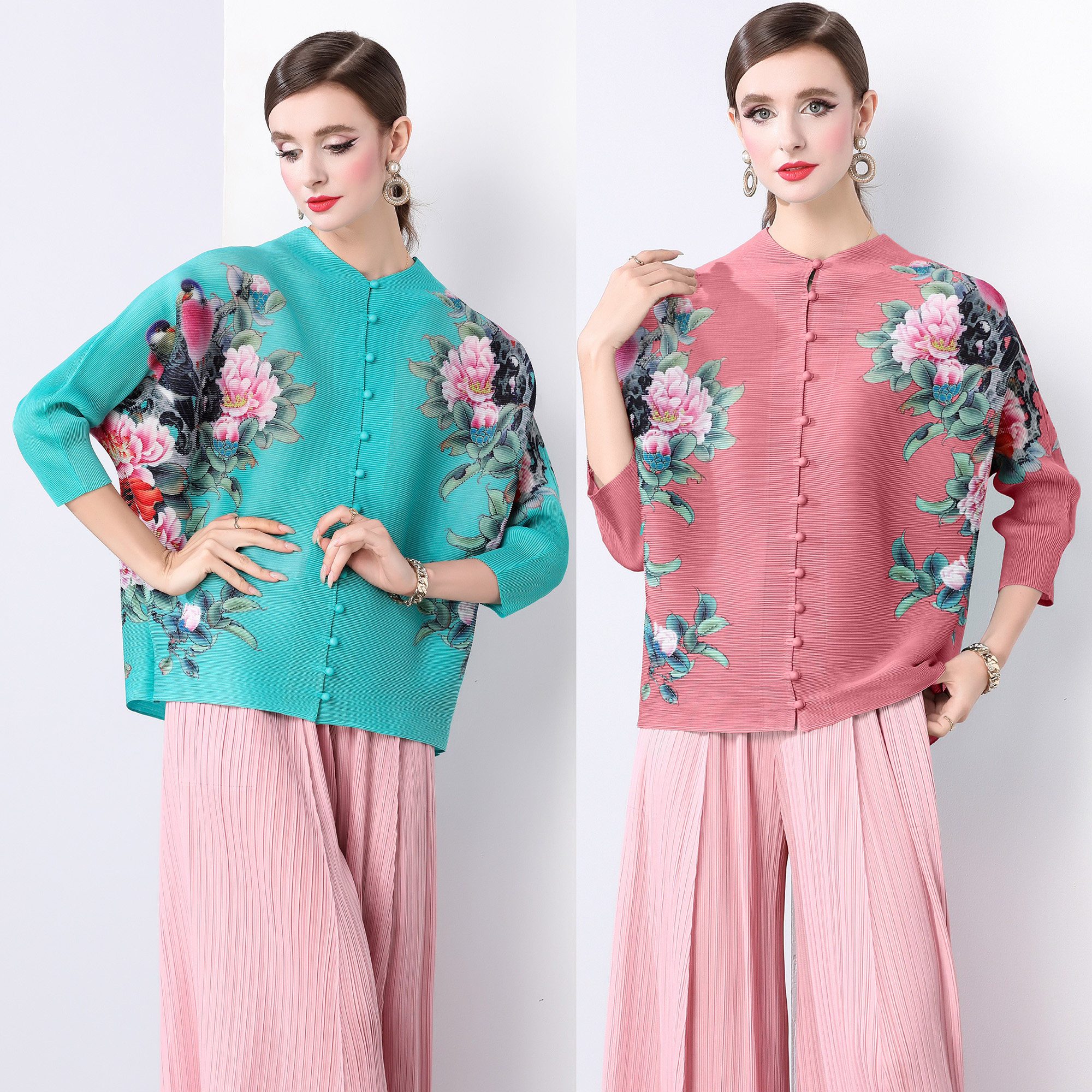 Miyake 2024 Autumn New Large Loose Long Sleeve Folded Short Top Coat New Chinese Style Shirt for Women