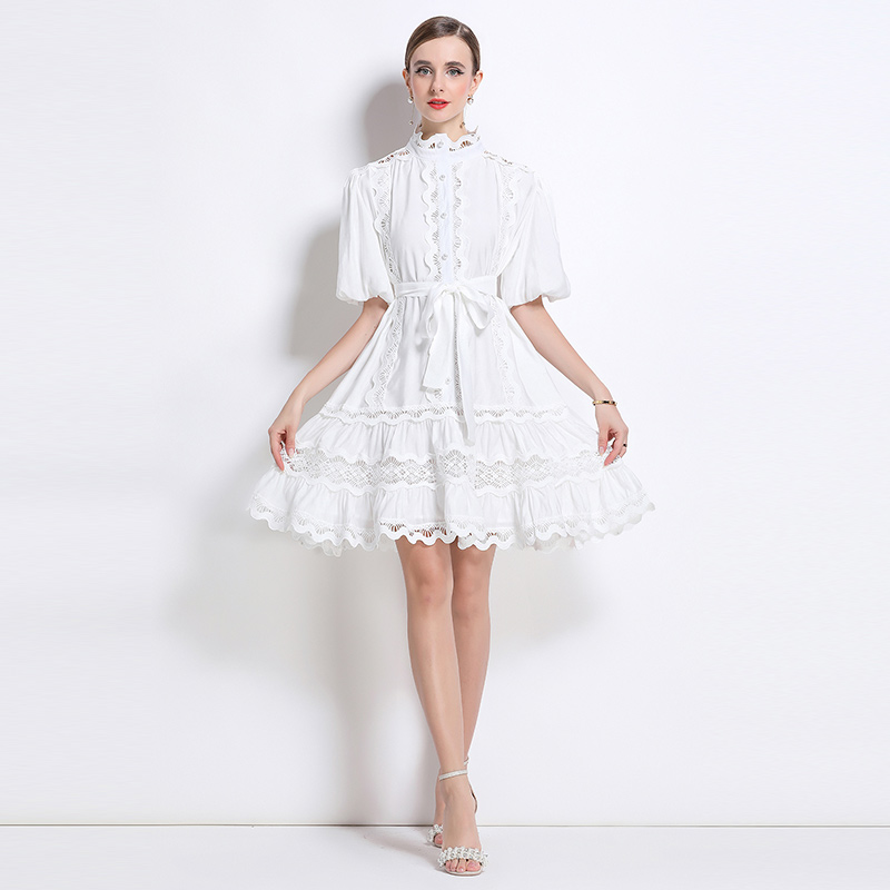 Real shot - Retro niche heavy-duty patchwork lace lace lace bubble sleeve plus size dress Real shot - Retro niche heavy-duty patchwork lace lace lace bubble sleeve plus size dress