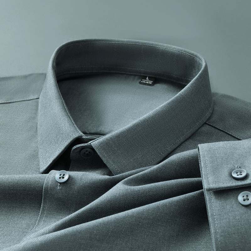 High end drape, light luxury inch sweater, wool brushed shirt, long sleeved shirt, no ironing collar cardigan, middle-aged dad, men's outfit