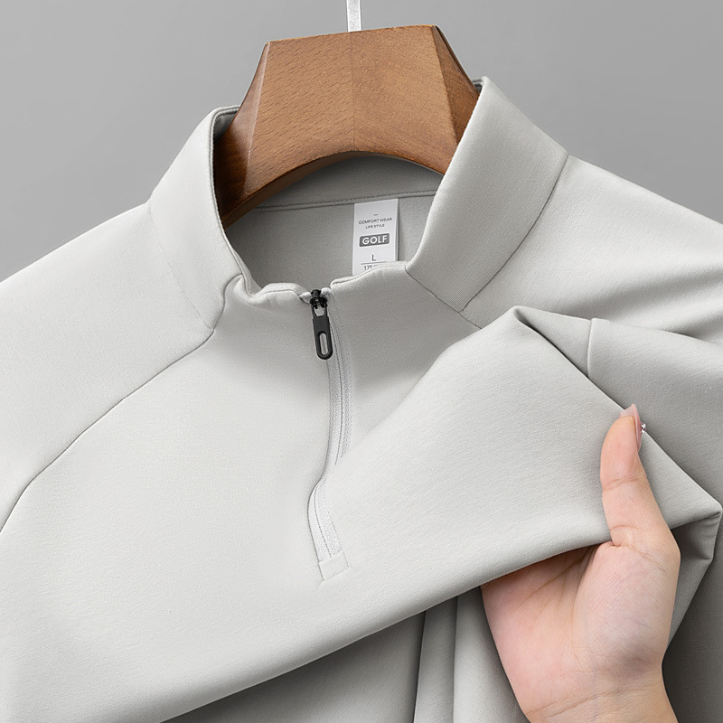 Therm Heat Lyocell Cotton Long Sleeve Sweatshirt, Solid Color Half Zipper Sports and Leisure Top, Men's Outdoor