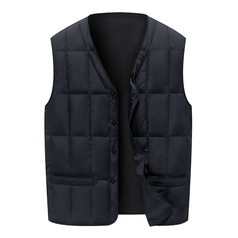 Ali Hu Men's New Collection: Velvet Content of 90 Duck Velvet for Middle aged and Elderly Men, Warm Down, Vest for Men, and Cold proof Tank Top for Men