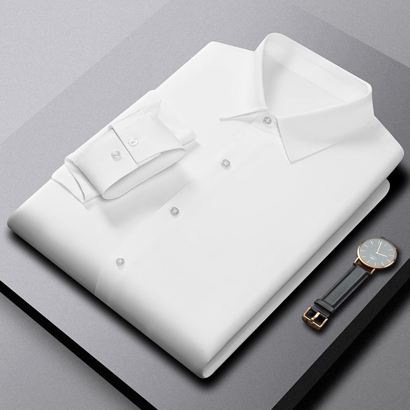 Middle aged and young men's long sleeved shirts, professional clothes, cardigans, solid color workwear, clean cut shirts, casual spring and autumn inch clothes