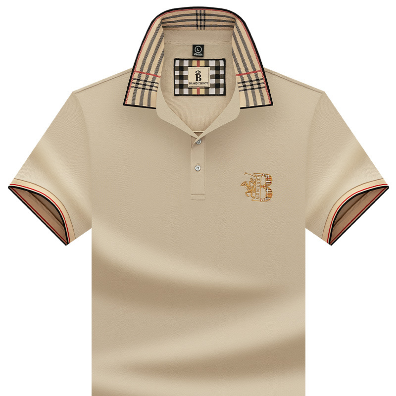 Paul's genuine branded men's summer men's T-shirt with a collar, dad's loose and casual ice silk polo shirt, men's