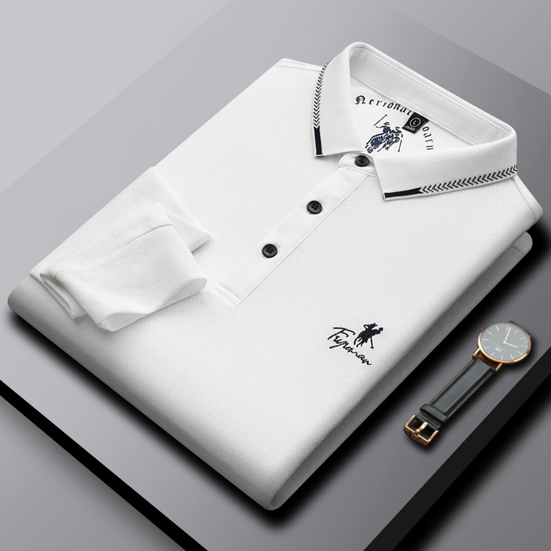 Spot special clearance season long sleeved lapel T-shirt for men, comfortable base shirt, embroidered casual fashion men's polo shirt