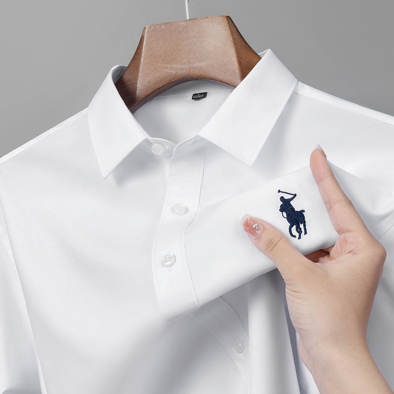 Paul Men's Shirt Spring and Autumn Long Sleeve Urban Ralph Collar Embroidered Little Horse Logo Business Casual Lauren Top Men