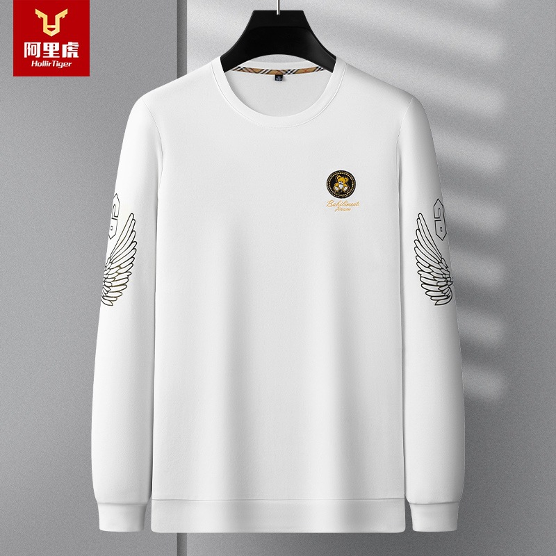Alibaba Tiger Men's New Round Neck Hoodie Men's Spring and Autumn Wings Bear Tide Brand Loose Interior Bottom Top