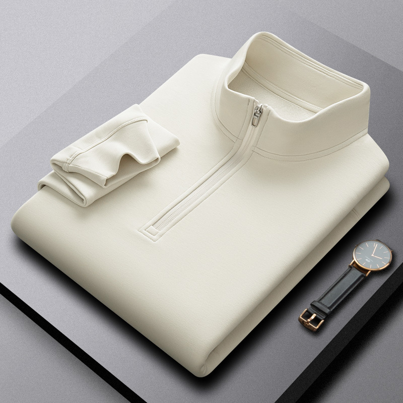 290G Warm Sunac High end Skin friendly Warm Tight Spinning Fleece Collar Half Zipper Business Casual Long Sleeve Polo Shirt