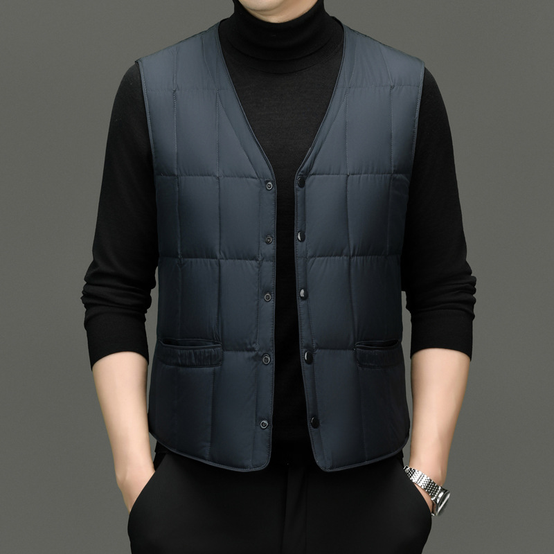 Alibaba Tiger Down Vest Men's V-neck Autumn and Winter New Style Interior Wear Warm Dad White Duck Down Vest Middle aged Men's T