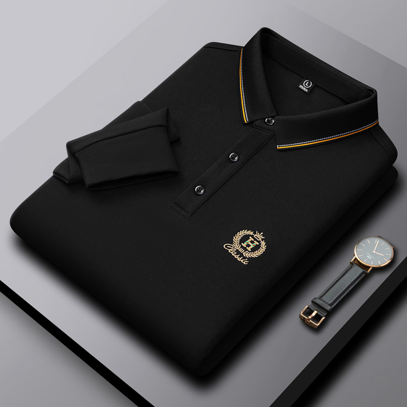 Alibaba Tiger Men's Autumn New Silk Long Sleeve Business Fashion Men's Polo Shirt Casual Embroidered Polo Shirt